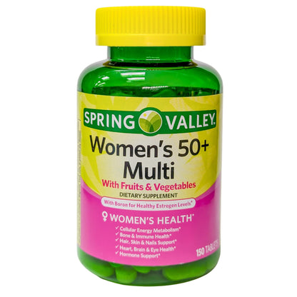 Spring Valley Women's 50+ Multi with Fruits & Vegetables Dietary Supplement 150 Tablets (One Bottle) - dailyvitalstore