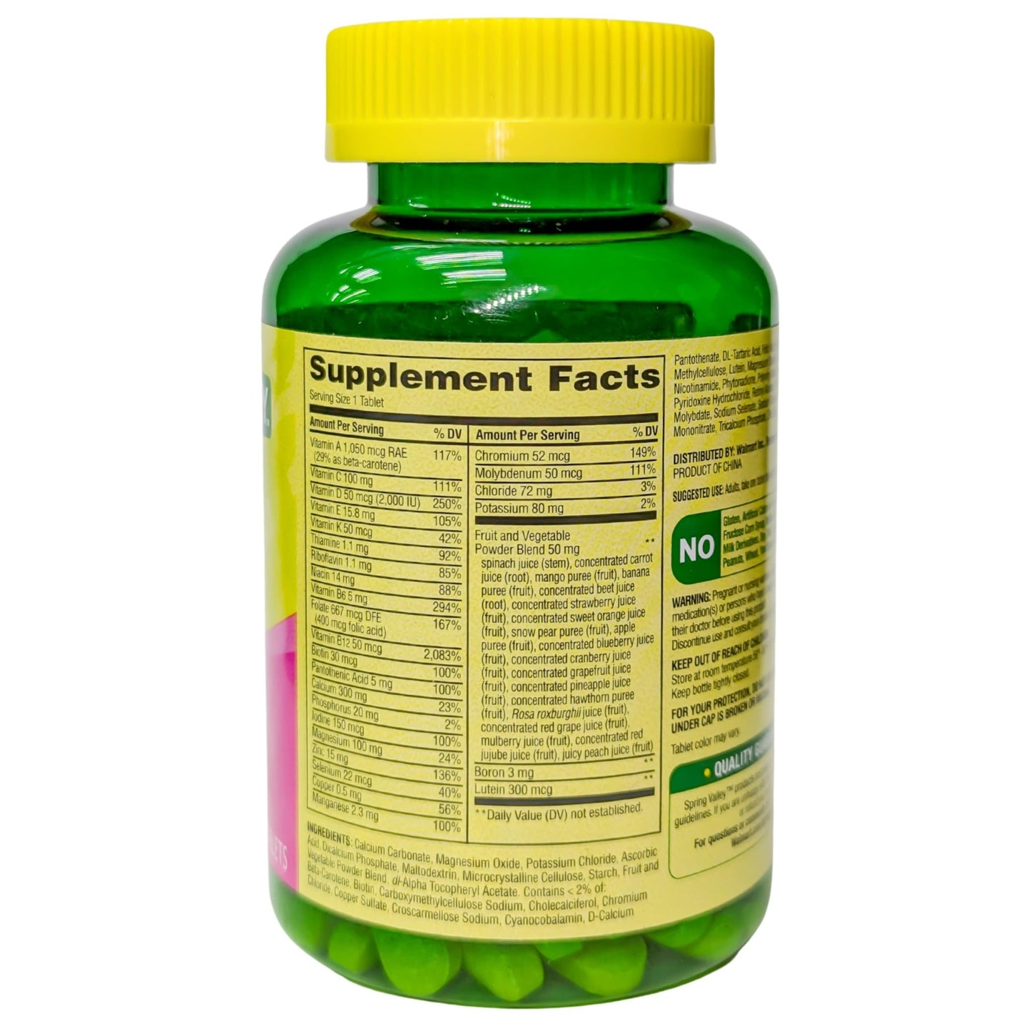 Spring Valley Women's 50+ Multi with Fruits & Vegetables Dietary Supplement 150 Tablets (One Bottle) - dailyvitalstore
