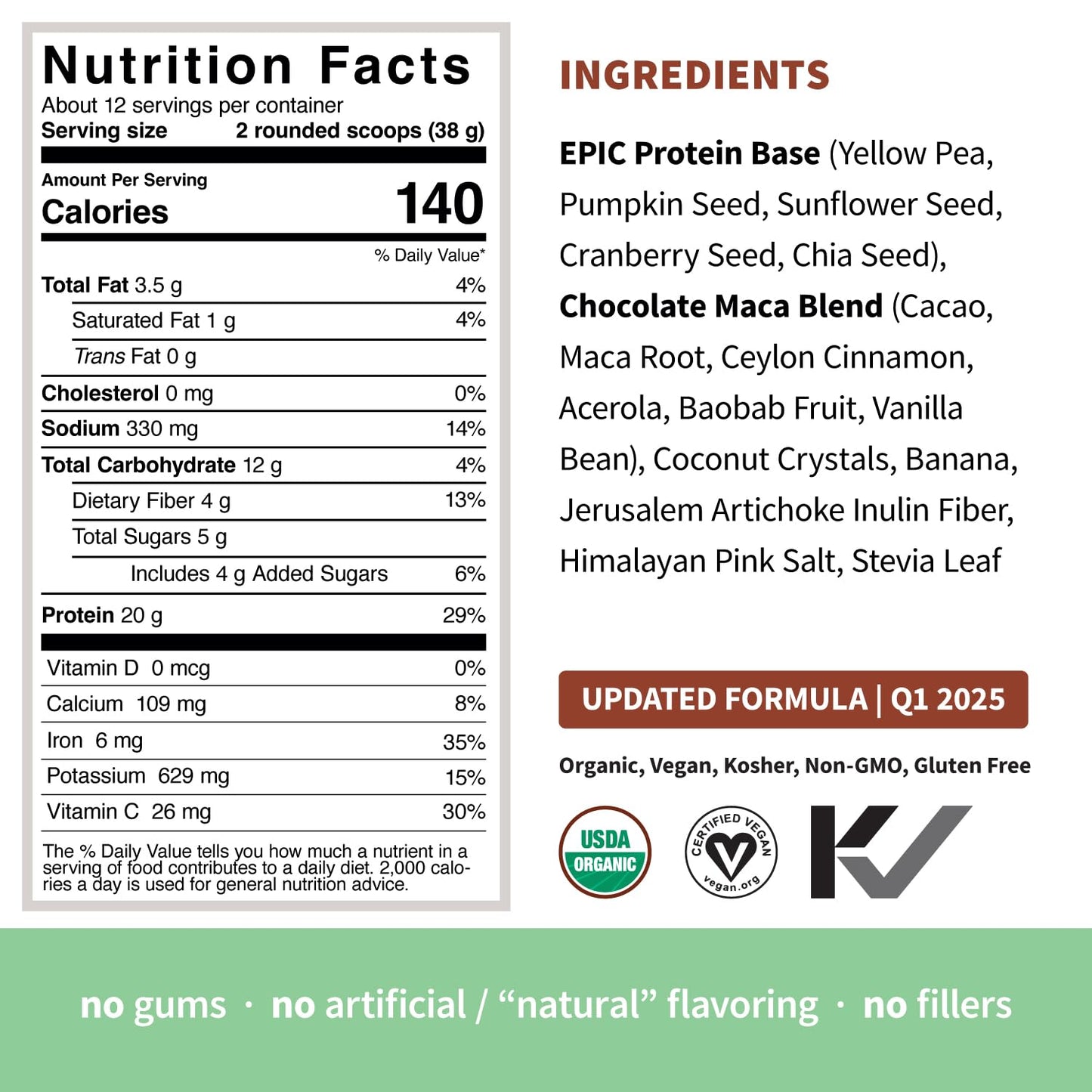 Sprout Living Epic Protein, Plant Based Protein & Superfoods Powder, Chocolate Maca Powder | 20 Grams Organic Protein Powder, Vegan, Non Dairy, Non-GMO, Gluten Free - dailyvitalstore