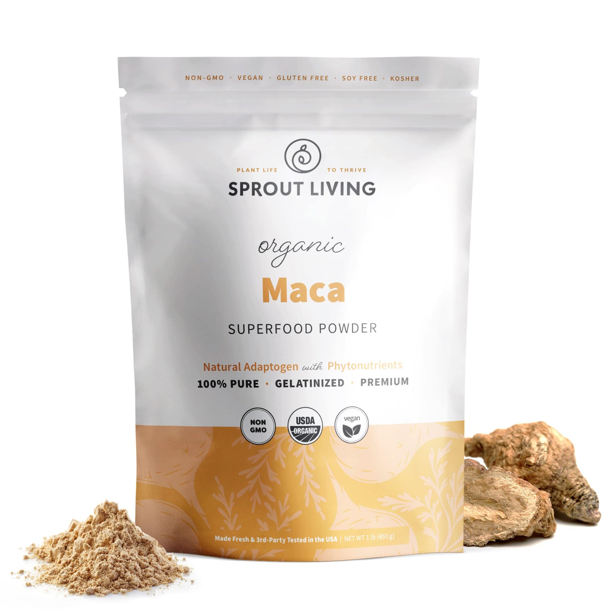 Sprout Living Organic Gelatinized Maca Root Powder, Superfood, Adaptogen, 1 lb - dailyvitalstore