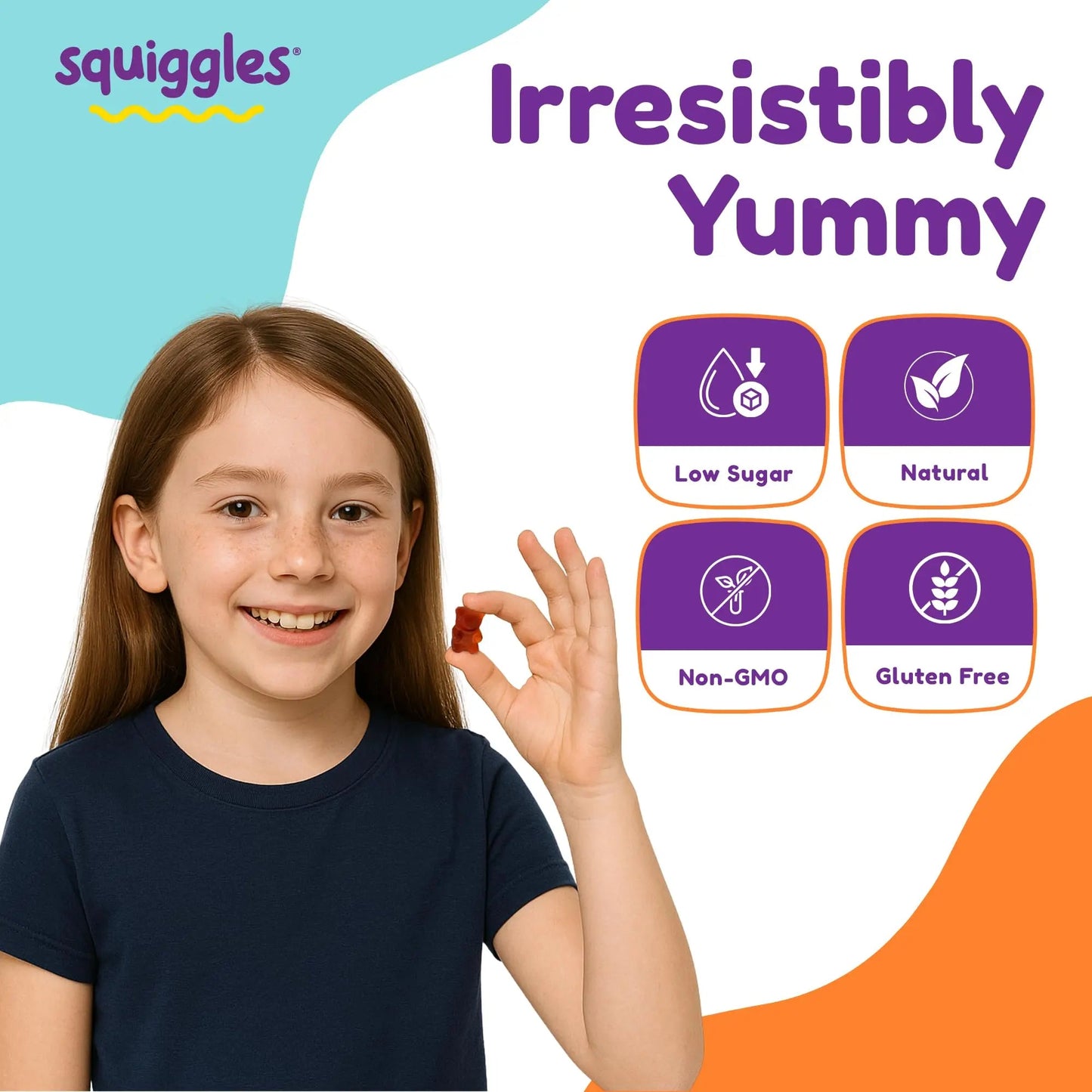 Squiggles Kids Multivitamin + Iron Gummies - Low Sugar Gummy Vitamins with Iron Supplements for Kids - dailyvitalstore