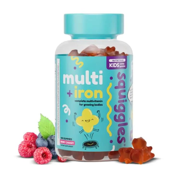 Squiggles Kids Multivitamin + Iron Gummies - Low Sugar Gummy Vitamins with Iron Supplements for Kids - dailyvitalstore