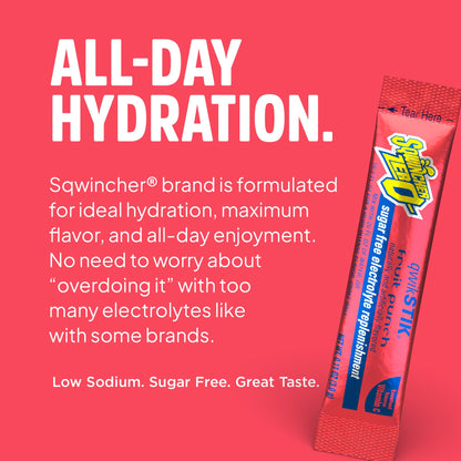 Sqwincher Zero Qwik Stik, Fruit Punch, Sugar Free, Low Calorie, Low Sodium Electrolyte Powder Hydration Drink Mix, .11 0z Packet (Pack of 50) - dailyvitalstore