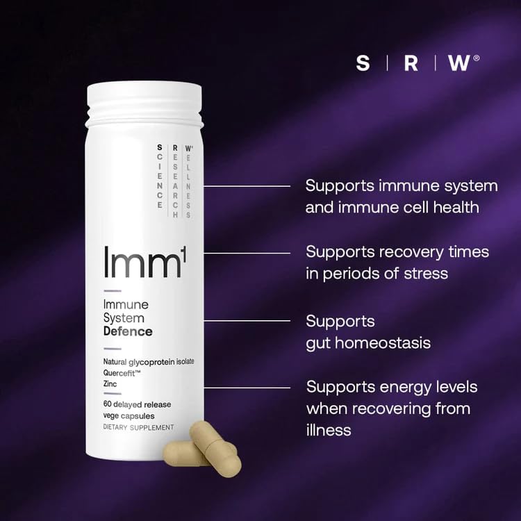 SRW Imm¹ Defence | Supports Immune System Health | 60 Vege Capsules | Supplement for Immune Response | Contains Natural Glycoprotein Isolate (Muno-IgY™) and Quercetin - dailyvitalstore