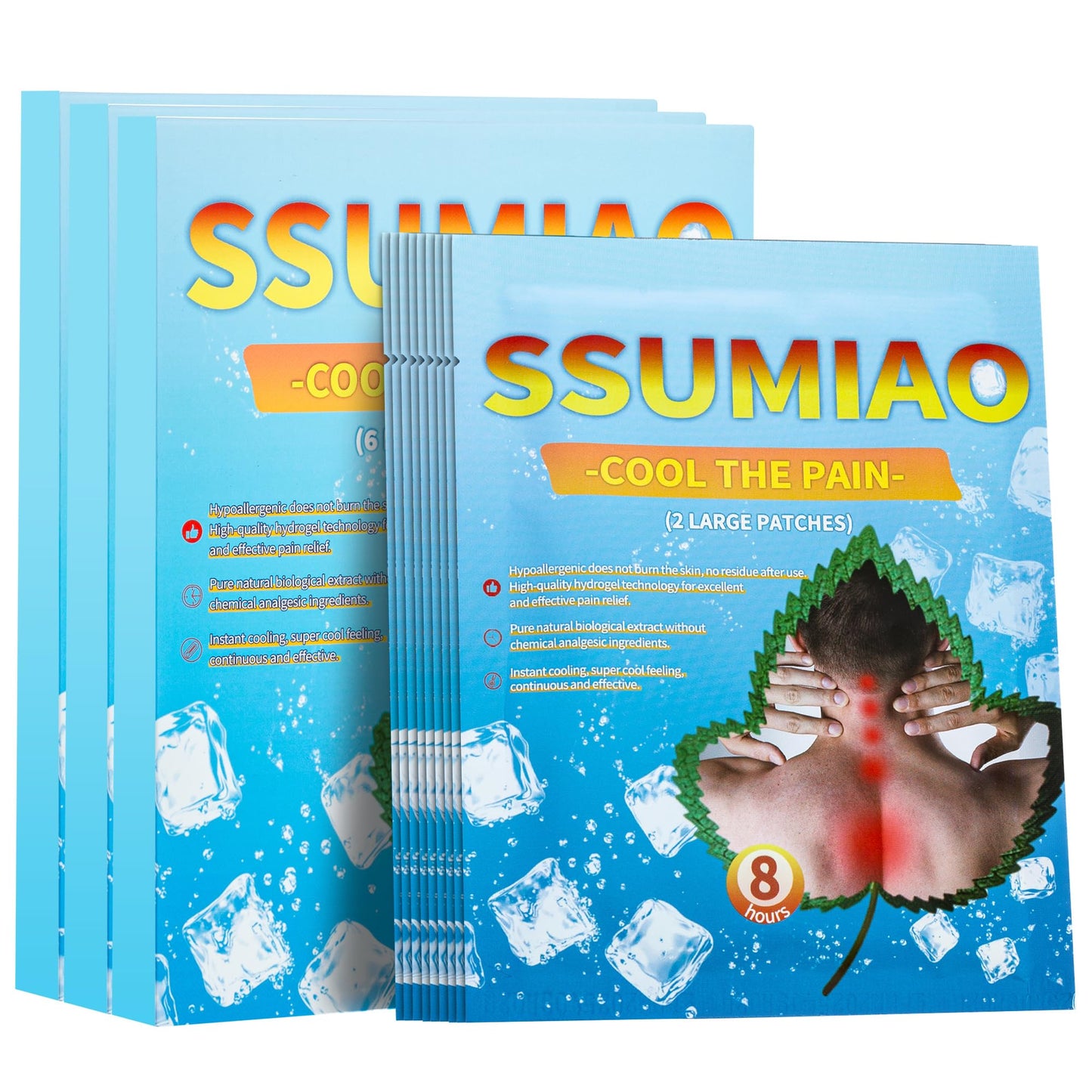 ssumiao 18pcs Menthol 4% & Capsaicin 0.25% Pain Relief Patches, 12-Hour Hydrogel Topical Analgesic, Back/Neck/Knee/Shoulder Muscle & Joint Relief, Non-Drowsy, Low-Odor, Individually Wrapped - dailyvitalstore