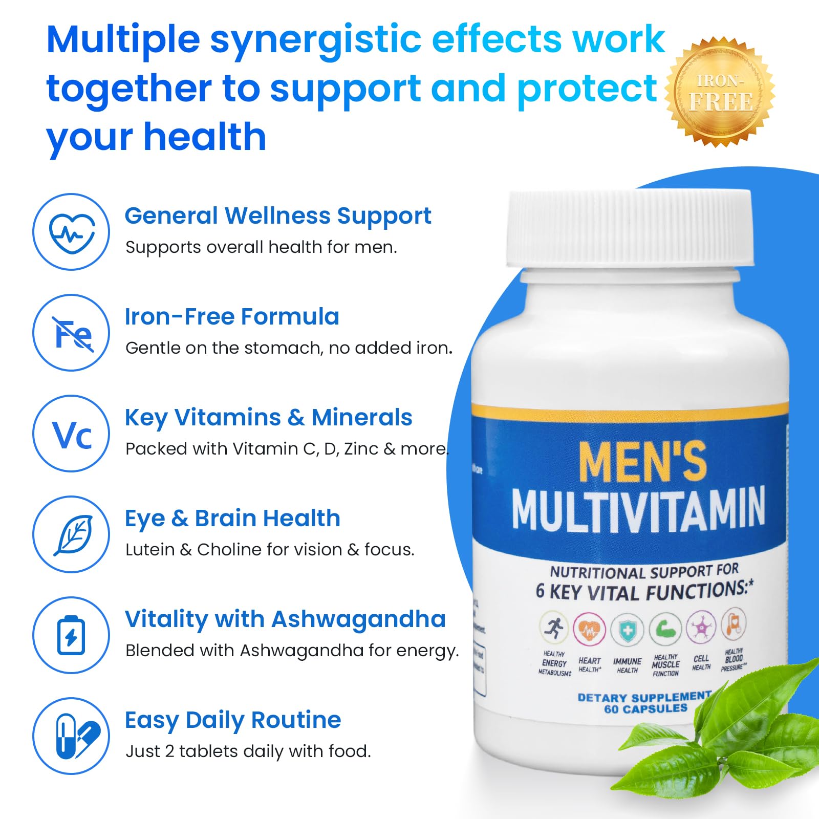 ssumiao Men's Multivitamins Contain 50+ Nutrients Including Vitamin D Daily, Supplement with Vitamin B12, Zinc, Magnesium, Men's Once Daily Multivitamin - 60 Tablets - dailyvitalstore