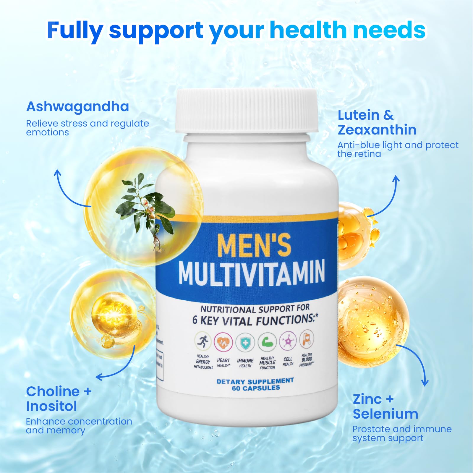 ssumiao Men's Multivitamins Contain 50+ Nutrients Including Vitamin D Daily, Supplement with Vitamin B12, Zinc, Magnesium, Men's Once Daily Multivitamin - 60 Tablets - dailyvitalstore