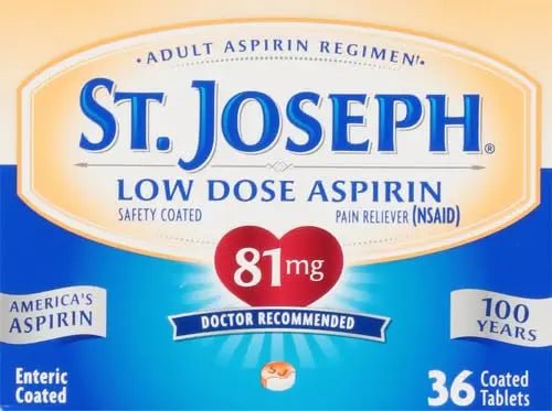 St. Joseph Aspirin Pain Reliever (NSAID) 81mg, Enteric Safety Coated, Adult Low Dose Regimen, 36 ct - dailyvitalstore