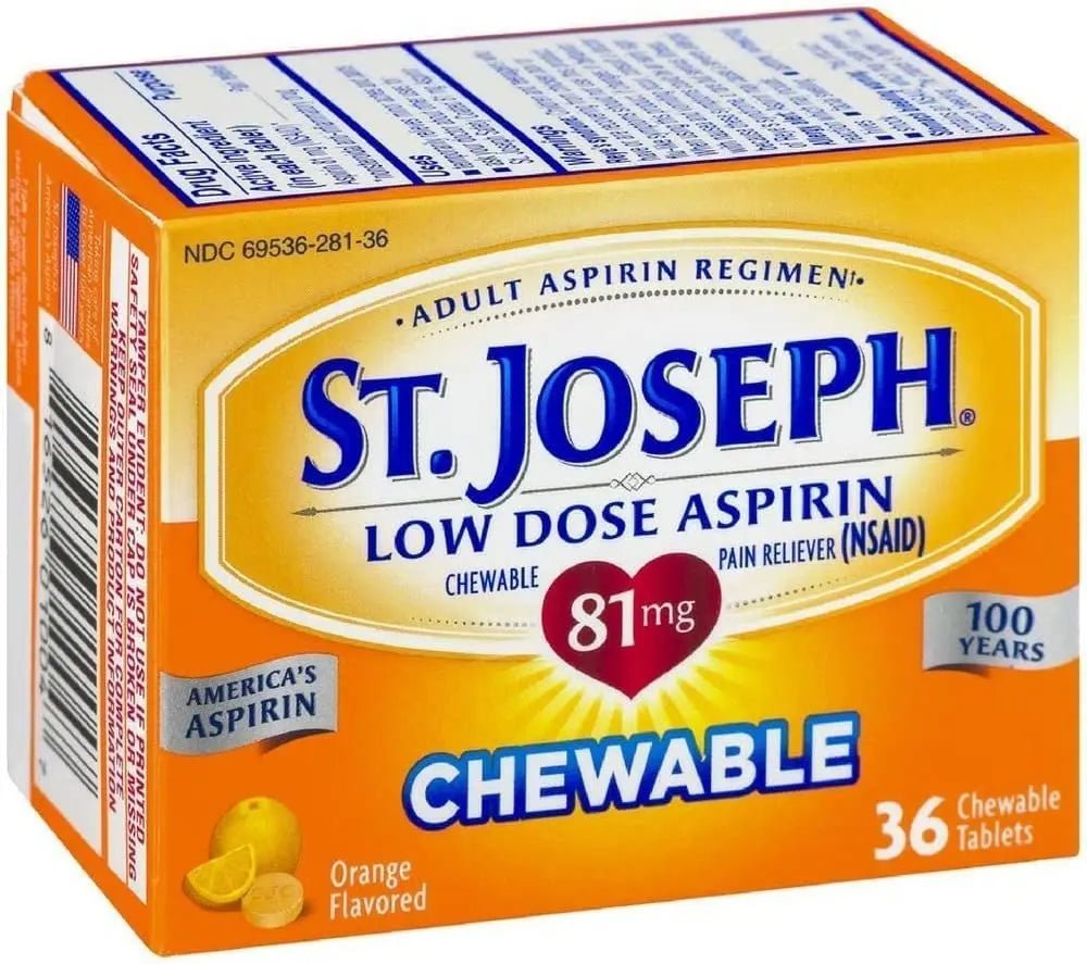 St. Joseph Orange Chewable 81mg Aspirin, 36 Tablets (Pack of 3) - dailyvitalstore
