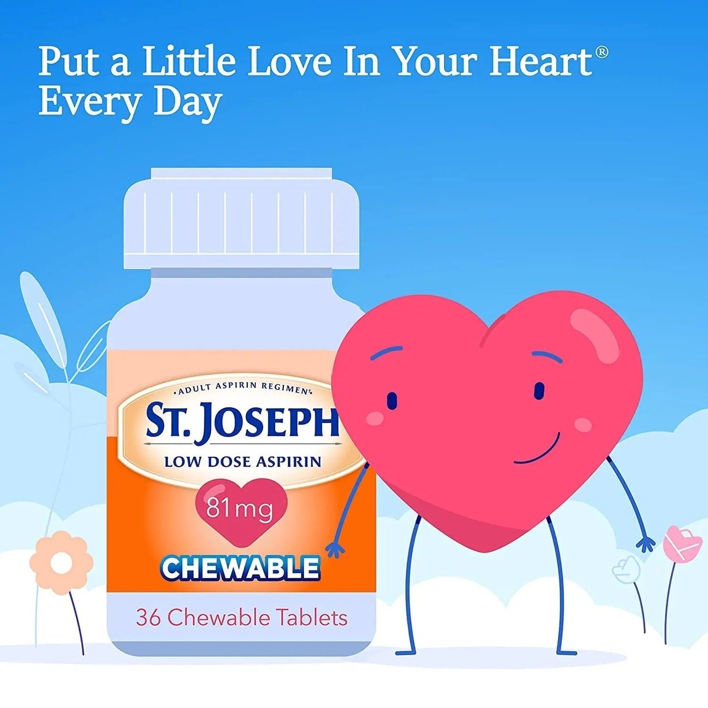 St. Joseph Orange Chewable 81mg Aspirin, 36 Tablets (Pack of 3) - dailyvitalstore