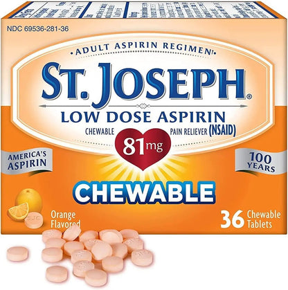 St. Joseph St. Joseph Aspirin Chewable Orange, Orange 36 tabs 81 mg(Pack of 3) - dailyvitalstore