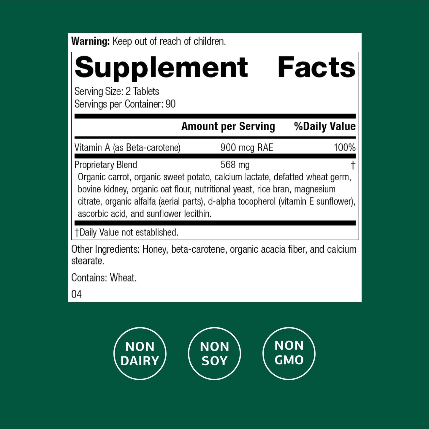 Standard Process Cataplex A - Supports Eye Health & Mucous Membranes - Supports Healthy Vision & Provides Antioxidant Vitamin A - Non-Dairy & Non-Soy - 180 Tablets - dailyvitalstore