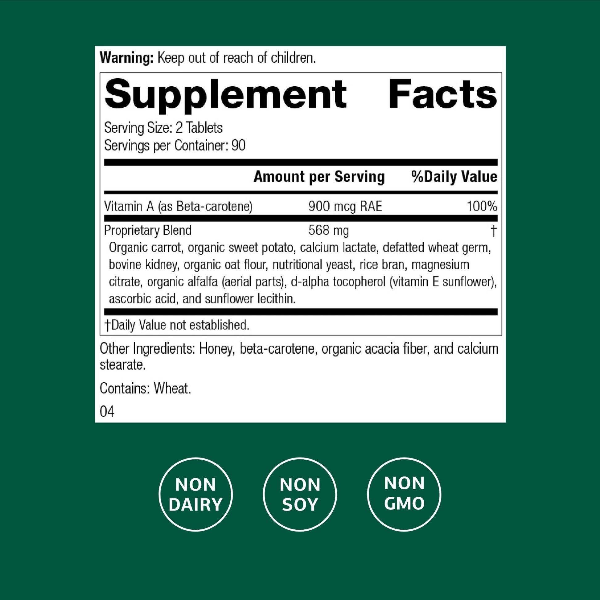 Standard Process Cataplex A - Supports Eye Health & Mucous Membranes - Supports Healthy Vision & Provides Antioxidant Vitamin A - Non-Dairy & Non-Soy - 180 Tablets - dailyvitalstore