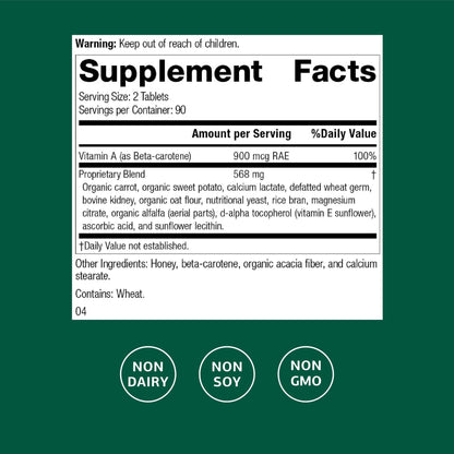 Standard Process Cataplex A - Supports Eye Health & Mucous Membranes - Supports Healthy Vision & Provides Antioxidant Vitamin A - Non-Dairy & Non-Soy - 180 Tablets - dailyvitalstore