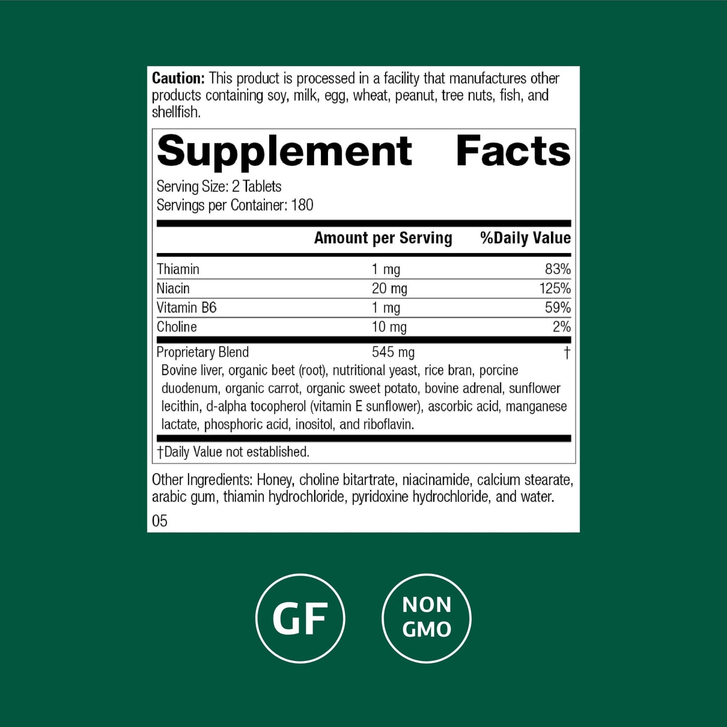 Standard Process Cataplex B-GF - Supports Nervous System Health - B Vitamins for Energy & Heart Support - Aids Energy During Physical Activity - Gluten-Free, Non-Soy & Non-Dairy - 360 Tablets - dailyvitalstore