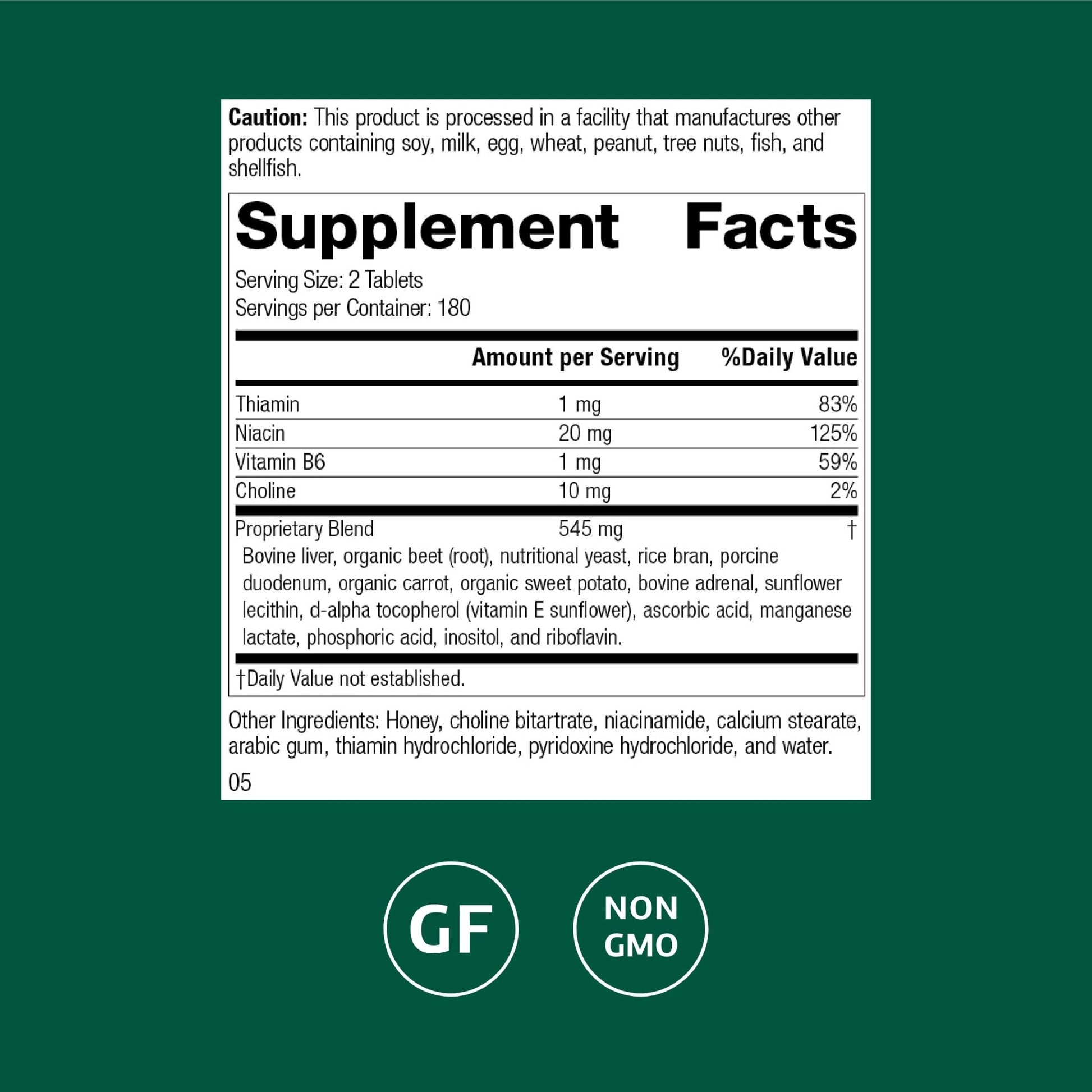 Standard Process Cataplex B-GF - Supports Nervous System Health - B Vitamins for Energy & Heart Support - Aids Energy During Physical Activity - Gluten-Free, Non-Soy & Non-Dairy - 360 Tablets - dailyvitalstore