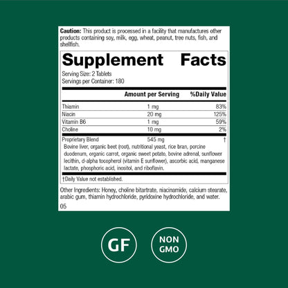 Standard Process Cataplex B-GF - Supports Nervous System Health - B Vitamins for Energy & Heart Support - Aids Energy During Physical Activity - Gluten-Free, Non-Soy & Non-Dairy - 360 Tablets - dailyvitalstore