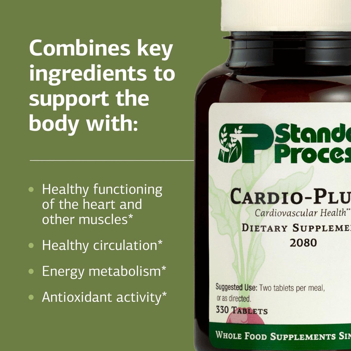 Standard Process Inc. Cardio-Plus - Antioxidant Support - Heart Health, Circulation & Blood Flow Supplement with Vitamin B6, Niacin & Riboflavin - Energy Metabolism Supplement - 330 Tablets - dailyvitalstore