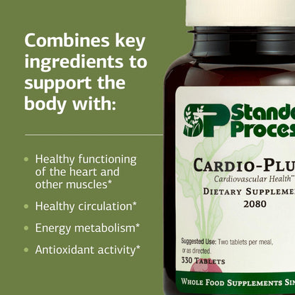 Standard Process Inc. Cardio-Plus - Antioxidant Support - Heart Health, Circulation & Blood Flow Supplement with Vitamin B6, Niacin & Riboflavin - Energy Metabolism Supplement - 330 Tablets - dailyvitalstore