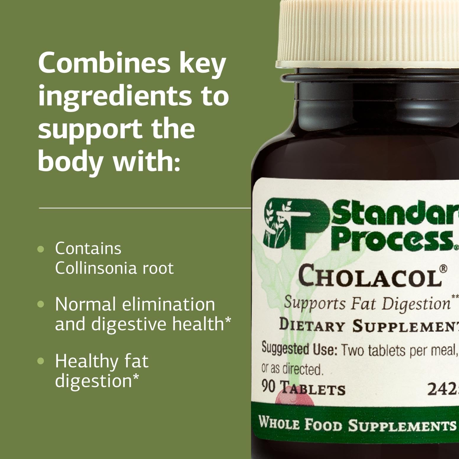 Standard Process Inc. Cholacol - Gallbladder Support Supplement - Fat Digestion Supplement for Digestive Health & Bile Support - dailyvitalstore
