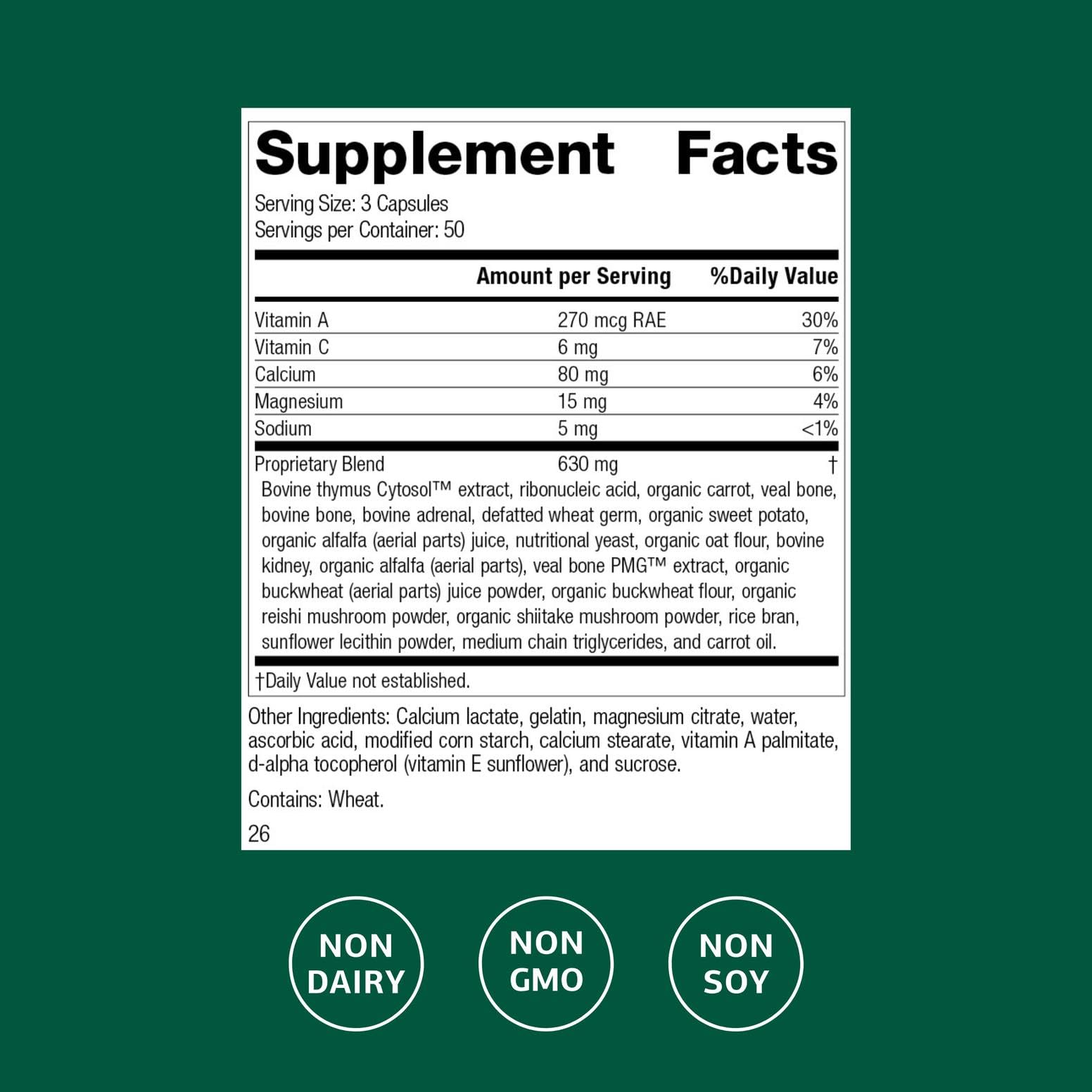 Standard Process Inc. Congaplex - Thymus Gland Support Supplement - Immune Health with Calcium Lactate, Magnesium, Vitamin C & Vitamin A - Immune System Aid with Mushroom Powder - 150 Capsules - dailyvitalstore