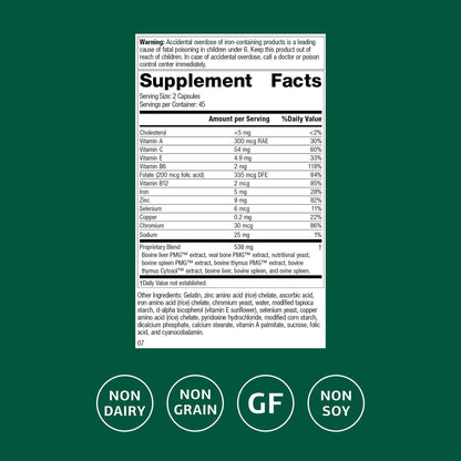Standard Process Inc. Immuplex - Daily Immune Support Supplement with Folate, Iron, Vitamin C & Vitamin A - Mineral Supplement with Antioxidant Ingredients - 90 Capsules - dailyvitalstore