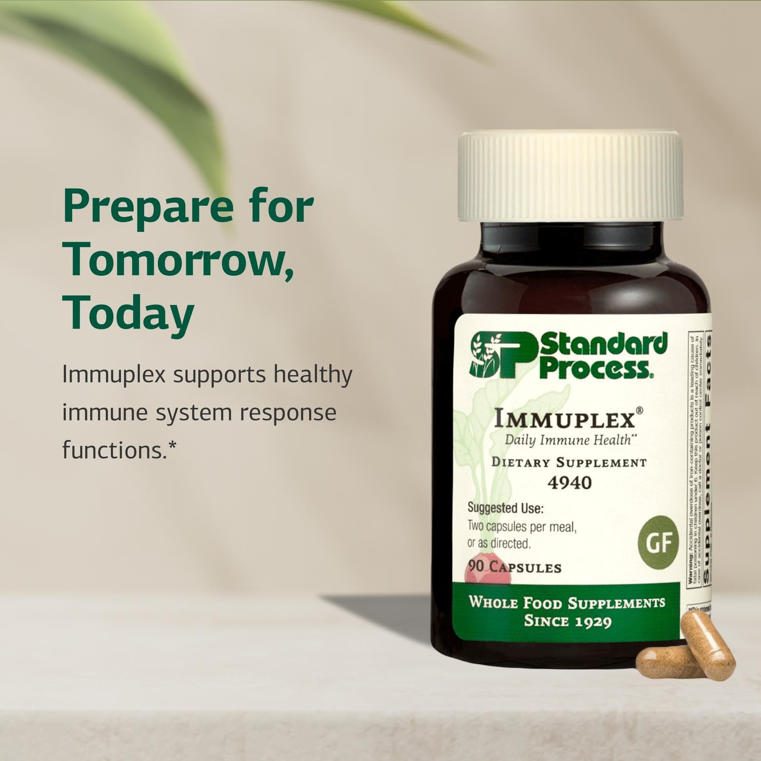 Standard Process Inc. Immuplex - Daily Immune Support Supplement with Folate, Iron, Vitamin C & Vitamin A - Mineral Supplement with Antioxidant Ingredients - 90 Capsules - dailyvitalstore