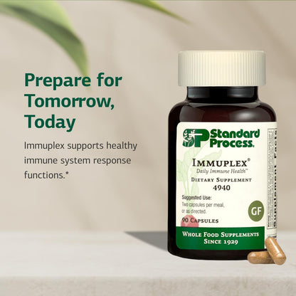 Standard Process Inc. Immuplex - Daily Immune Support Supplement with Folate, Iron, Vitamin C & Vitamin A - Mineral Supplement with Antioxidant Ingredients - 90 Capsules - dailyvitalstore