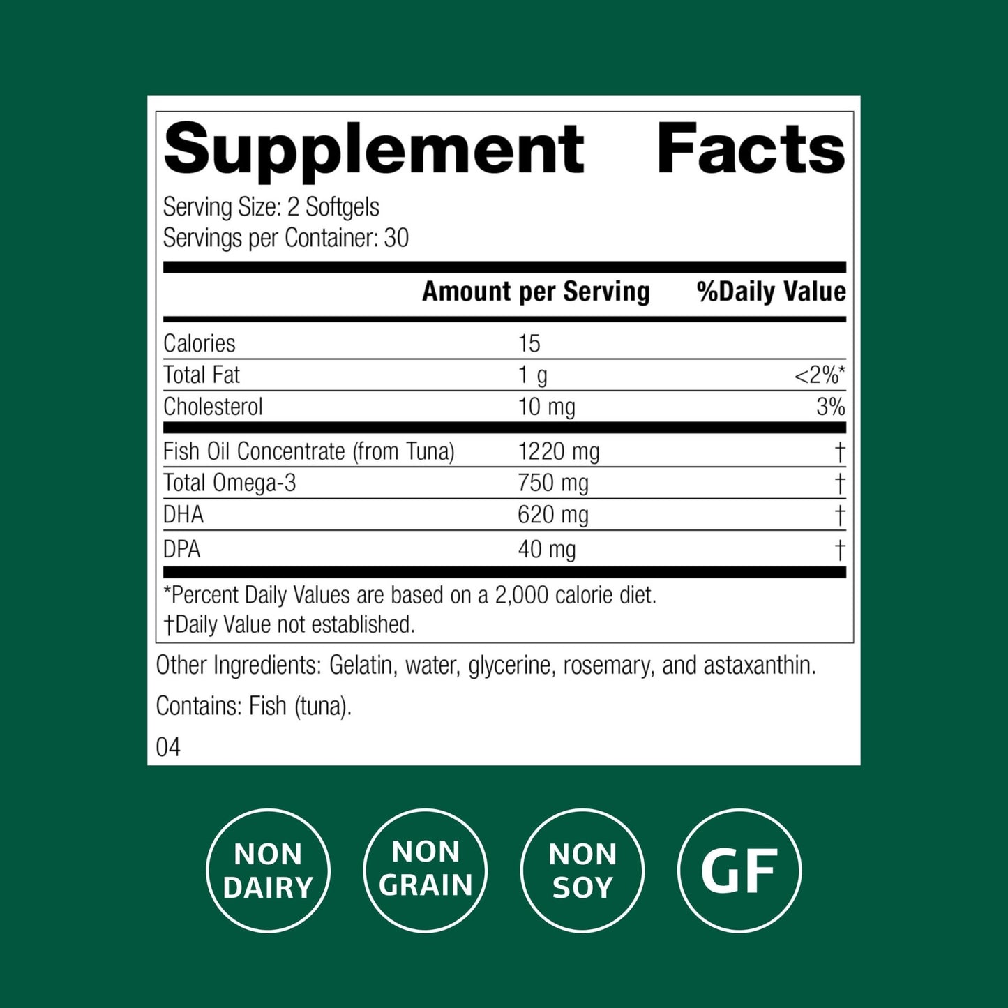 Standard Process Olprima DHA - Omega-3 Supplement for Heart & Brain Health - Gluten-Free, Non-Dairy & Non-Soy - 60 Softgels (30 Servings) - dailyvitalstore
