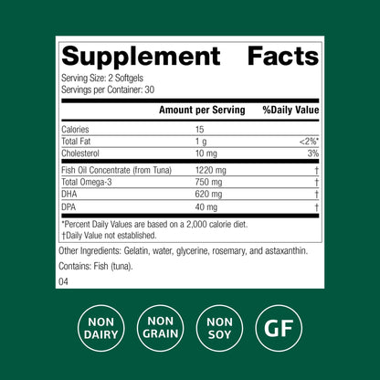 Standard Process Olprima DHA - Omega-3 Supplement for Heart & Brain Health - Gluten-Free, Non-Dairy & Non-Soy - 60 Softgels (30 Servings) - dailyvitalstore