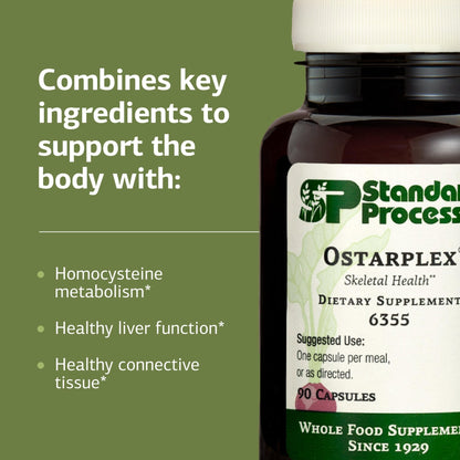 Standard Process Ostarplex - Dietary Supplement for Connective Tissue Health - Aids Liver Health & Function - Contains Vitamin B6 - Non-Dairy - 90 Capsules (90 Servings) - dailyvitalstore