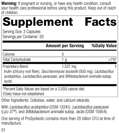 Standard Process ProSynbiotic - Whole Food Bowel, Immune Support, Digestion and Digestive Health with Bifidobacterium, Chicory Root, Lactobacillus Acidophilus, and Inulin - Vegetarian - 90 Capsules - dailyvitalstore