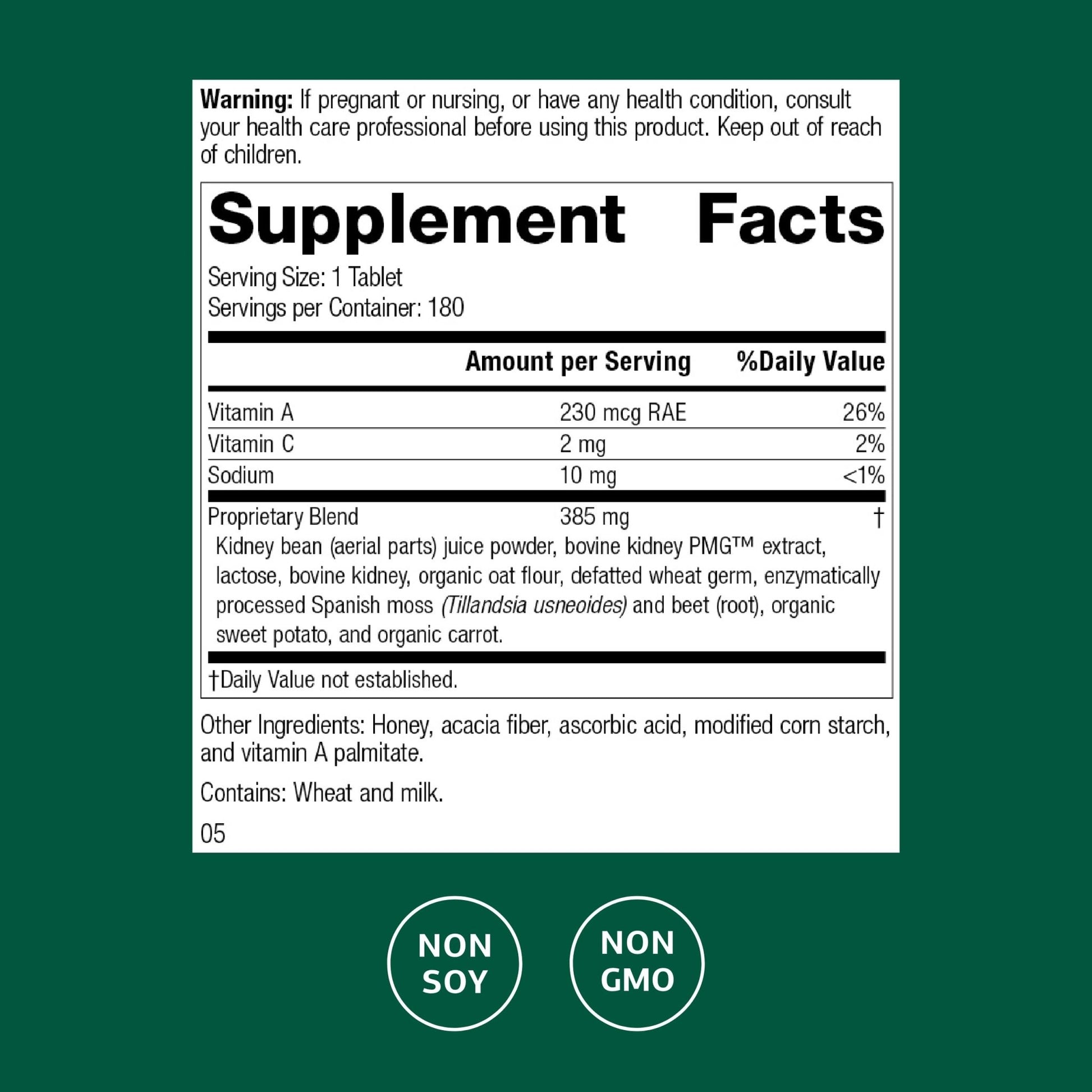 Standard Process Renafood - Supports Healthy Kidney Function & Antioxidant Activity - Contains Vitamins A - Non-Soy - 180 Tablets - dailyvitalstore
