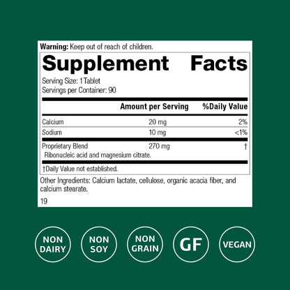 Standard Process Ribonucleic Acid RNA - Cell Development Support - Aids Protein Synthesis - Vegan, Gluten-Free, Non-Soy, & Non-Grain - 90 Tablets (90 Servings) - dailyvitalstore