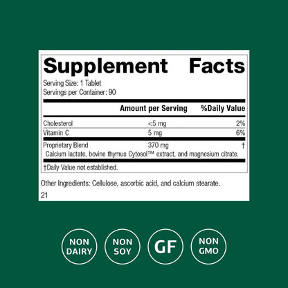 Standard Process Thymex - Cytosol Extract Dietary Supplement for Immune Health - Gluten-Free, Non-Dairy, & Non-Soy - 90 Tablets (90 Servings) - dailyvitalstore