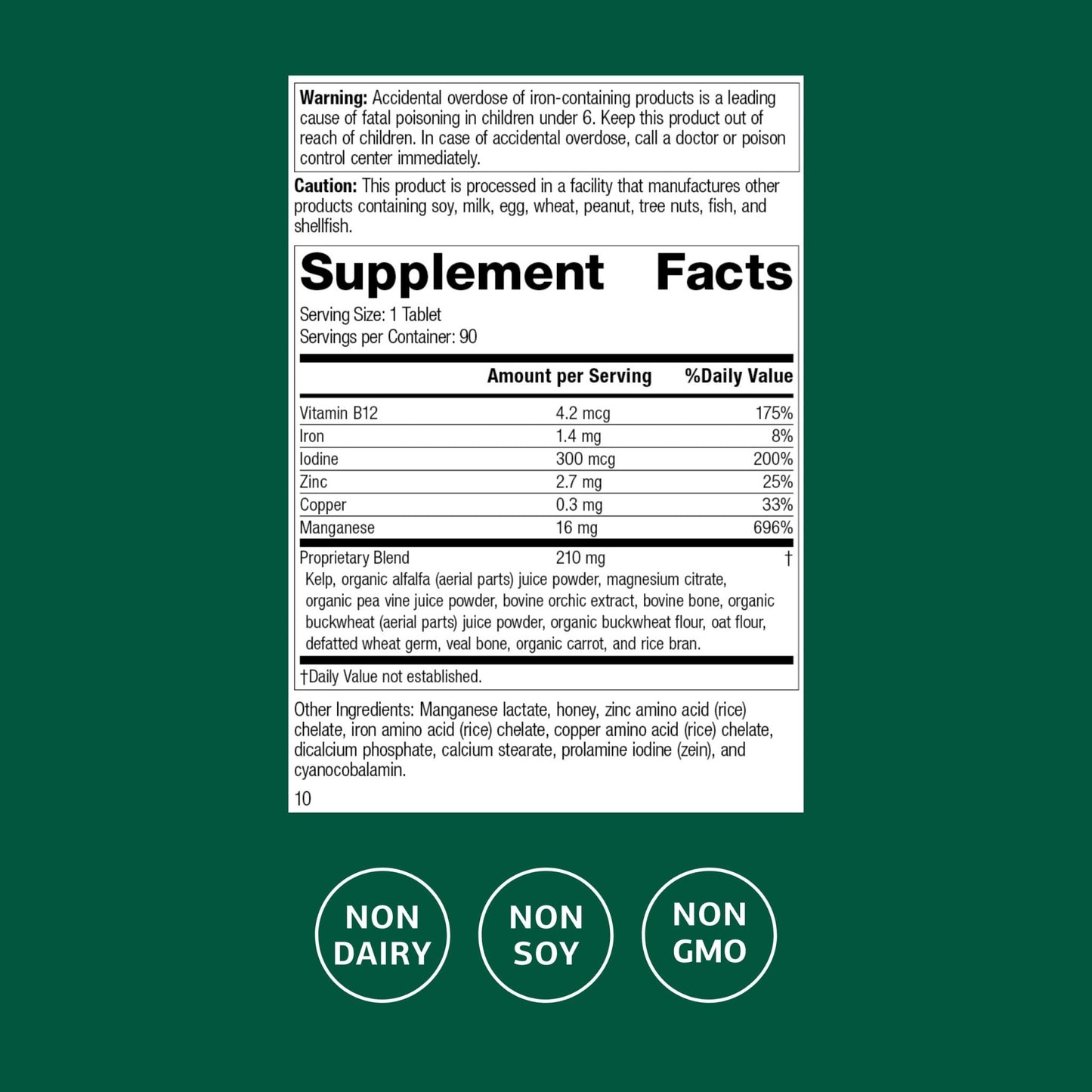 Standard Process Trace Minerals-B12 - Thyroid & Cell Functioning Support with Iodine, Zinc & Copper - Cartilage & Bone Health Aid - Non-Dairy & Non-Soy - 90 Tablets (90 Servings) - dailyvitalstore