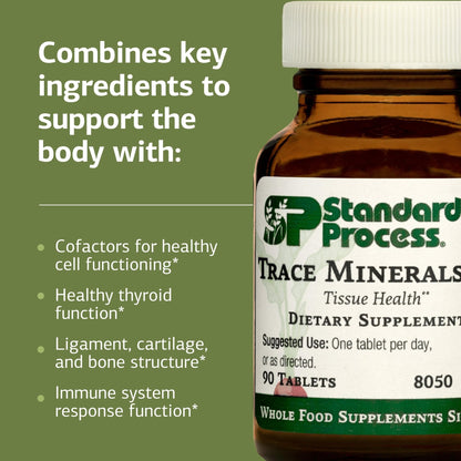 Standard Process Trace Minerals-B12 - Thyroid & Cell Functioning Support with Iodine, Zinc & Copper - Cartilage & Bone Health Aid - Non-Dairy & Non-Soy - 90 Tablets (90 Servings) - dailyvitalstore