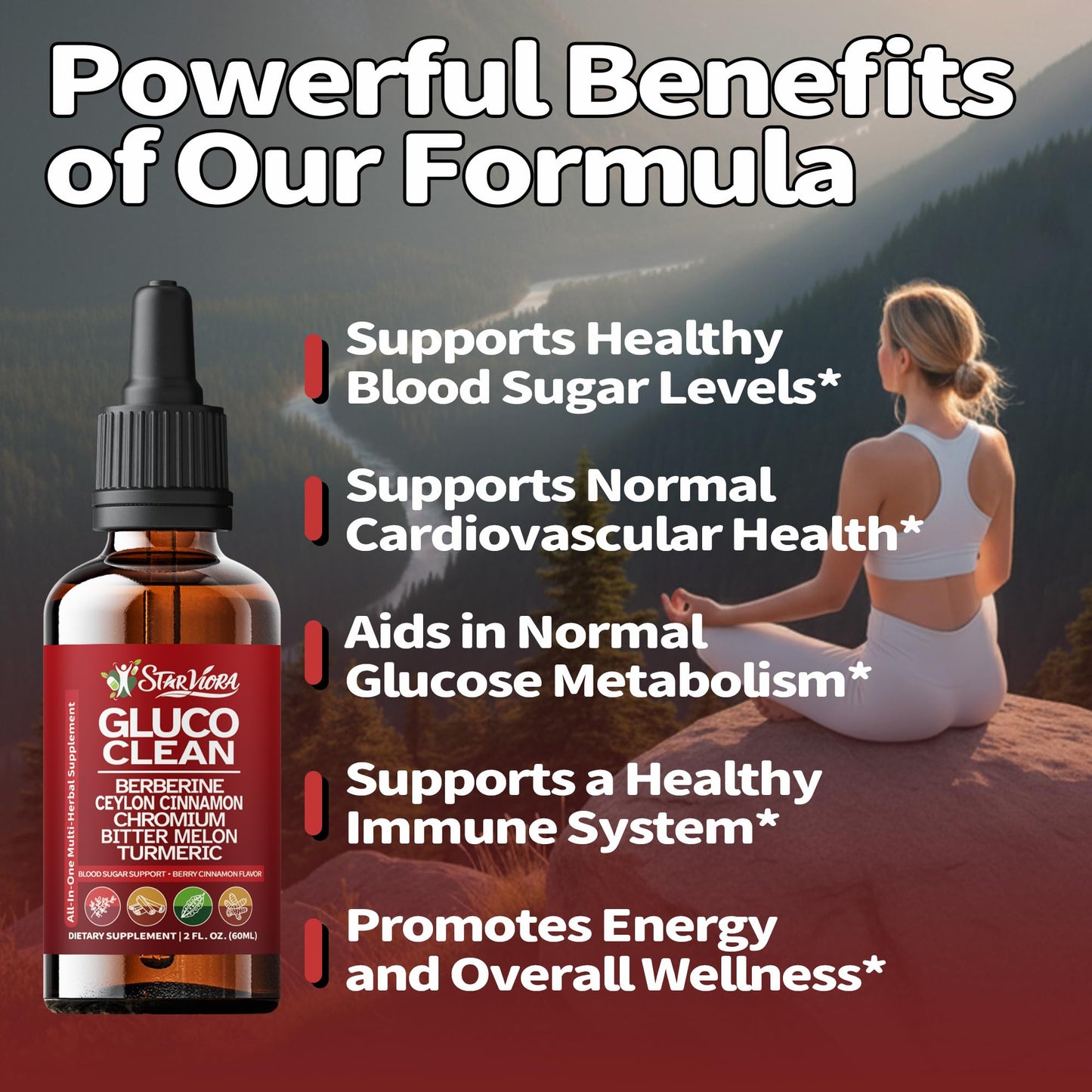 StarViora Gluco Clean Sugar-Free Herbal Blend with Berberine & Chromium, Bitter Melon, Ginseng and Alpha Lipoic Acid for Daily Wellness - dailyvitalstore