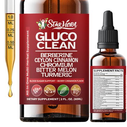 StarViora Gluco Clean Sugar-Free Herbal Blend with Berberine & Chromium, Bitter Melon, Ginseng and Alpha Lipoic Acid for Daily Wellness - dailyvitalstore