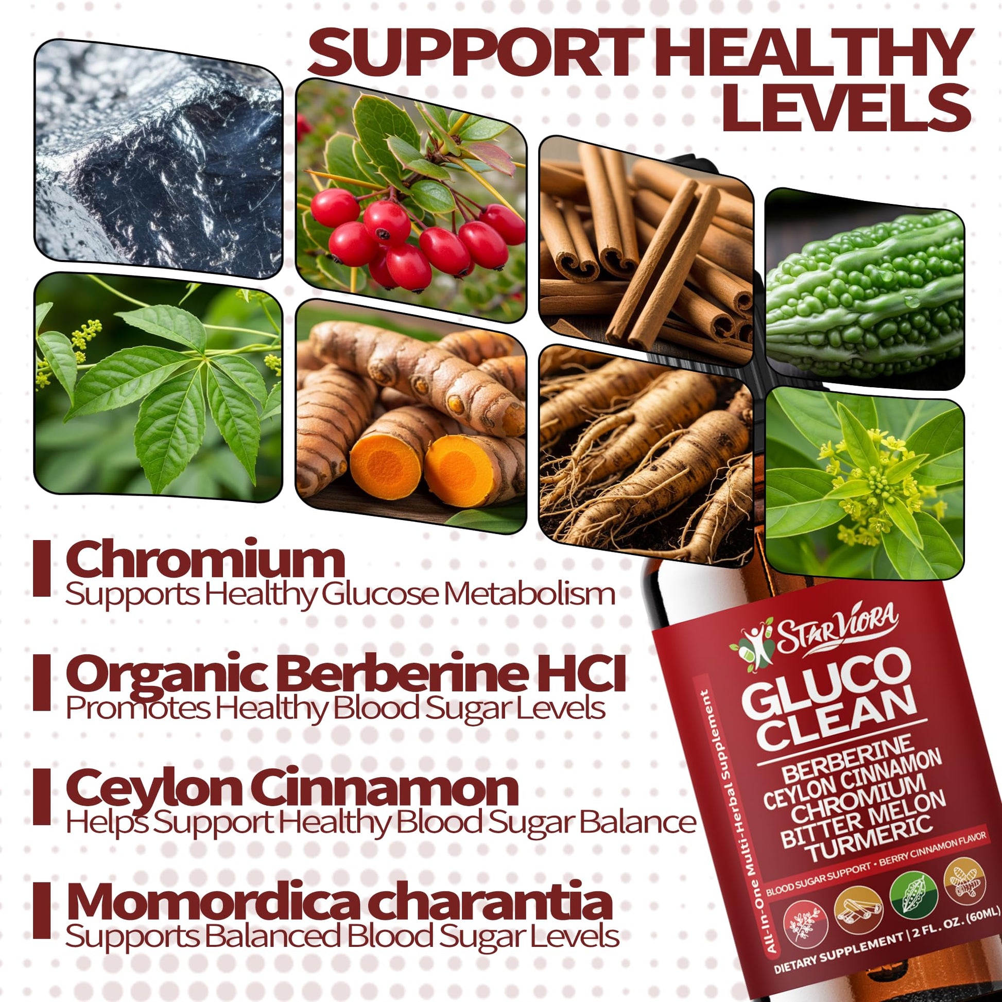 StarViora Gluco Clean Sugar-Free Herbal Blend with Berberine & Chromium, Bitter Melon, Ginseng and Alpha Lipoic Acid for Daily Wellness - dailyvitalstore