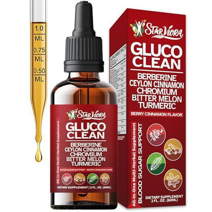 StarViora Gluco Clean Sugar-Free Herbal Blend with Berberine & Chromium, Bitter Melon, Ginseng and Alpha Lipoic Acid for Daily Wellness - dailyvitalstore