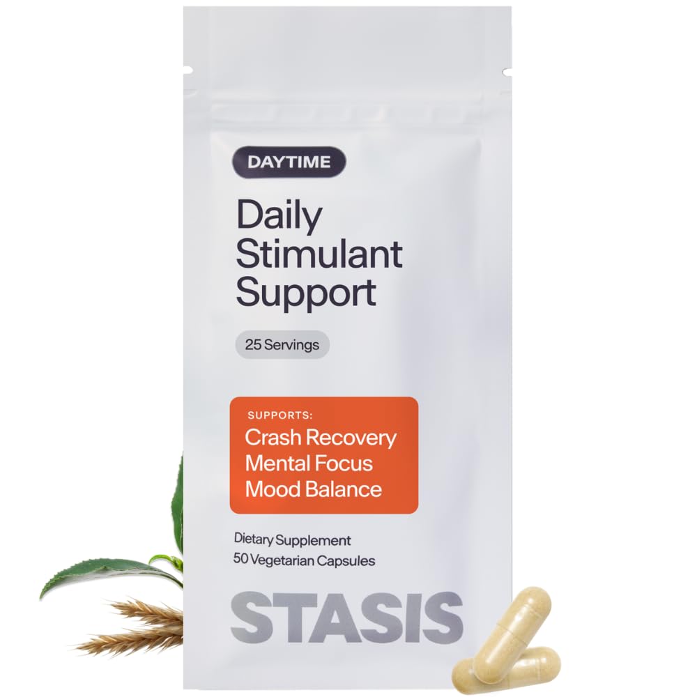 Stasis Daytime Energy & Focus Supplement for Men & Women with Vitamin D3, L Theanine, Ashwagandha & CoQ10, Cognitive Support Capsules for Morning Routines, Vegan, Non GMO, 25 Servings, 1 Month Supply - dailyvitalstore