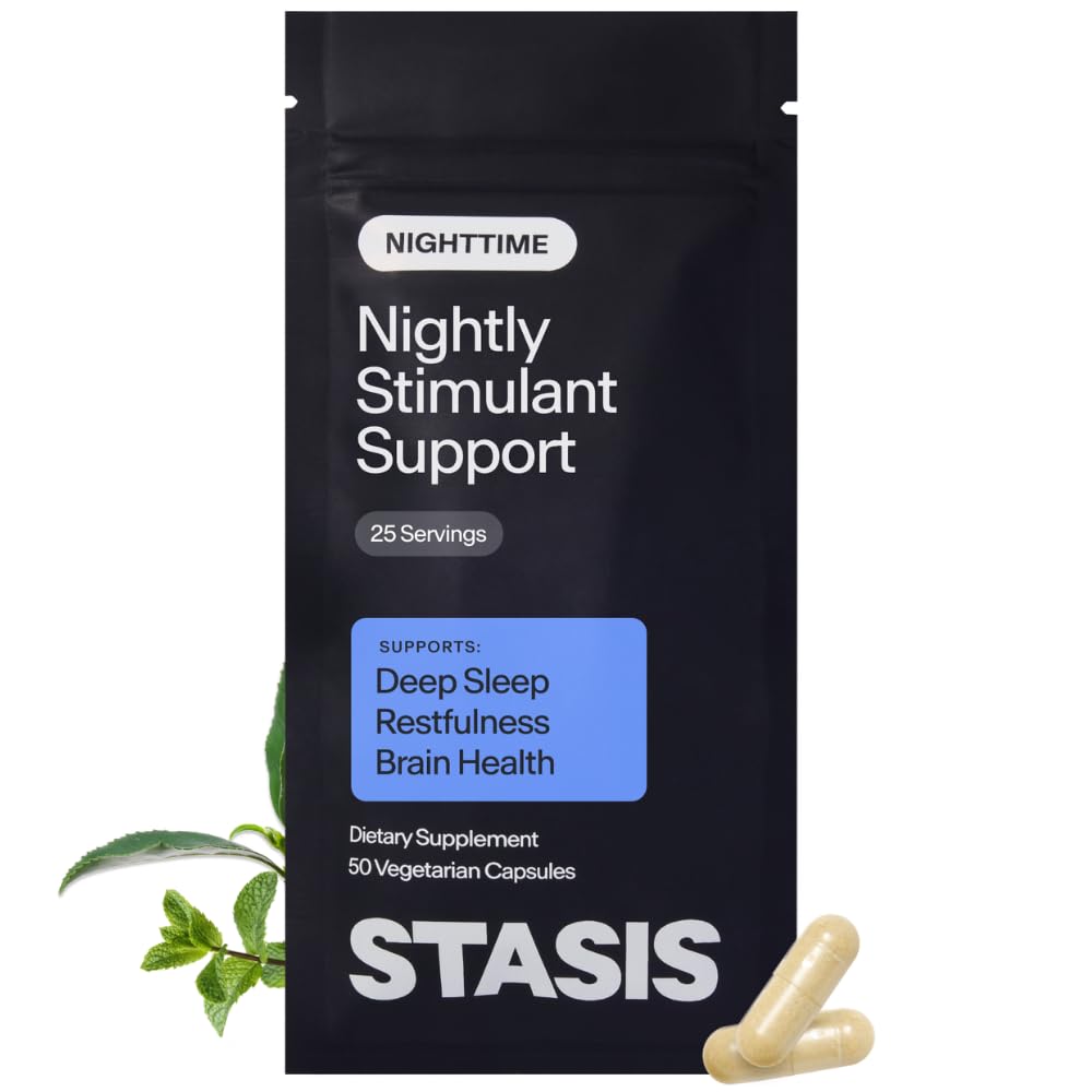 STASIS Nighttime Supplement for Men & Women with Magnesium, Melatonin, Zinc & Botanical Extracts, Evening Routine Support Capsules for Bedtime Use, Vegan, Non GMO, 25 Servings, 1 Month Supply - dailyvitalstore
