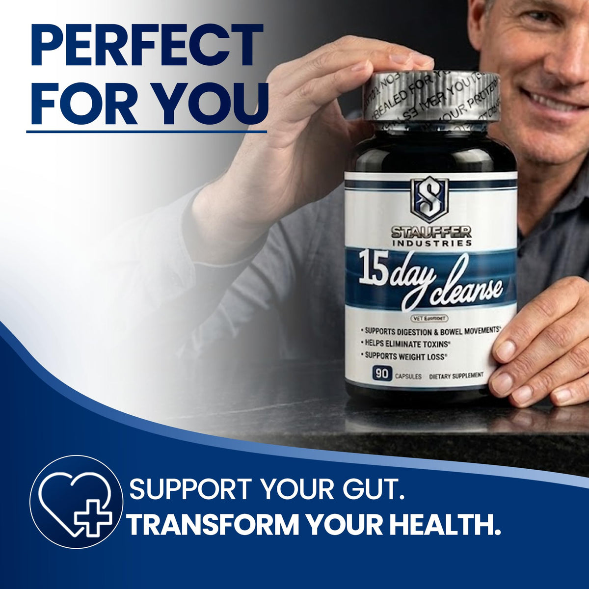 STAUFFER INDUSTRIES Colon Cleanse – 15 Day Cleanse Gut Support Supplement – Colon Cleanser with Psyllium Husk, Senna & Probiotics - dailyvitalstore