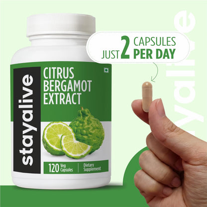 STAY ALIVE Citrus Bergamot Capsules 1000mg, 30:1 Super Extract with 50% Polyphenolic Flavanones, 120 Pills, Citrus Bioflavonoids Supplements for Women & Men | Non-GMO, Gluten-Free - dailyvitalstore