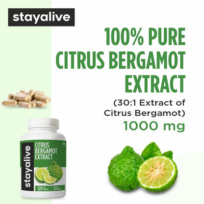 STAY ALIVE Citrus Bergamot Capsules 1000mg, 30:1 Super Extract with 50% Polyphenolic Flavanones, 120 Pills, Citrus Bioflavonoids Supplements for Women & Men | Non-GMO, Gluten-Free - dailyvitalstore