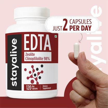 STAY ALIVE EDTA Capsules 1500mg with Zeolite 98% and Kale Extract Powder, 120 Pills, Non-GMO & Gluten Free Calcium Disodium EDTA Supplement - dailyvitalstore