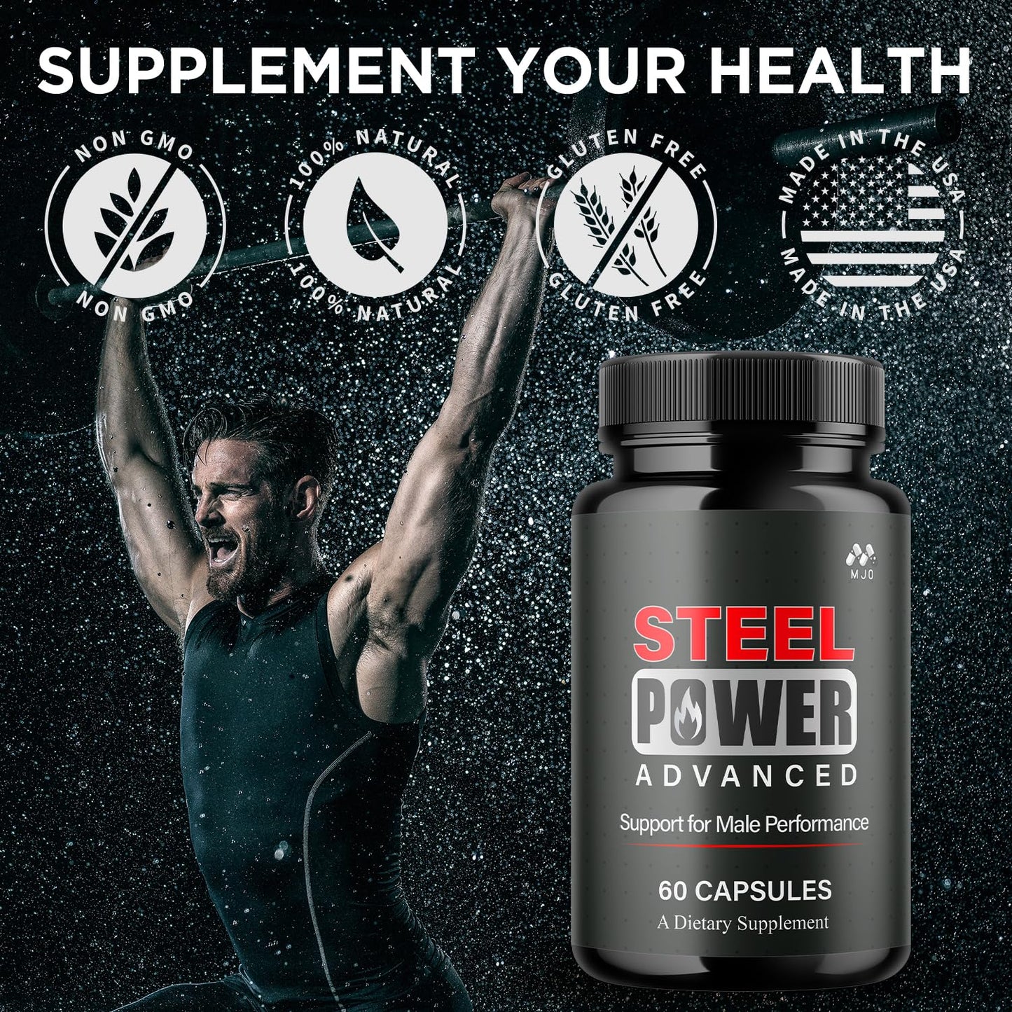Steel Power Capsules, Official Steel Power for Men with All Natural Ingredients, Advanced SteelPower Men's Health and Wellness Vitamin Formula Pills with Maximum Strength Multivitamins (60 Capsules) - dailyvitalstore