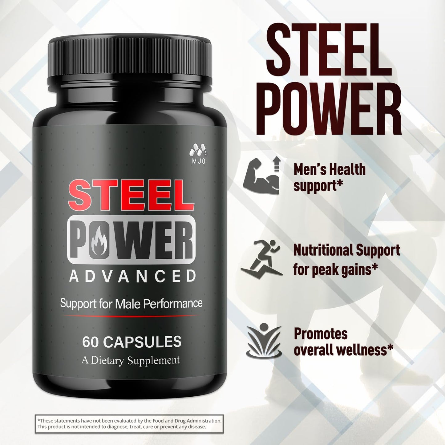 Steel Power Capsules, Official Steel Power for Men with All Natural Ingredients, Advanced SteelPower Men's Health and Wellness Vitamin Formula Pills with Maximum Strength Multivitamins (60 Capsules) - dailyvitalstore