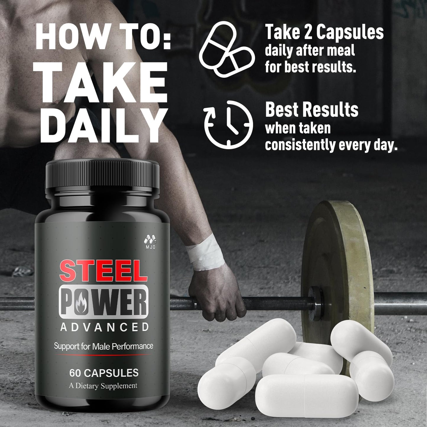 Steel Power Capsules, Official Steel Power for Men with All Natural Ingredients, Advanced SteelPower Men's Health and Wellness Vitamin Formula Pills with Maximum Strength Multivitamins (60 Capsules) - dailyvitalstore